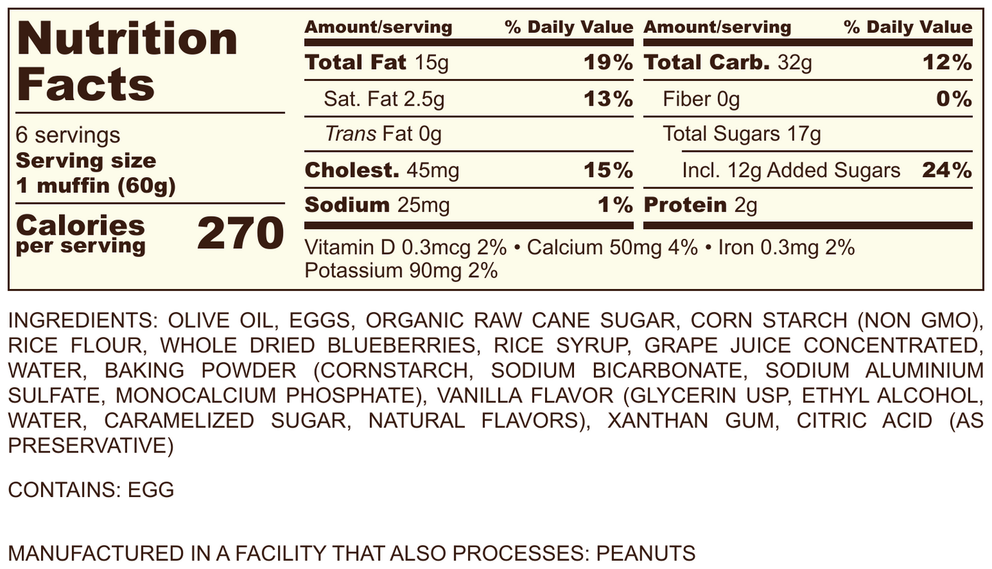 Gluten-Free Muffin: Blueberry - 6 Pack - 12.6 oz