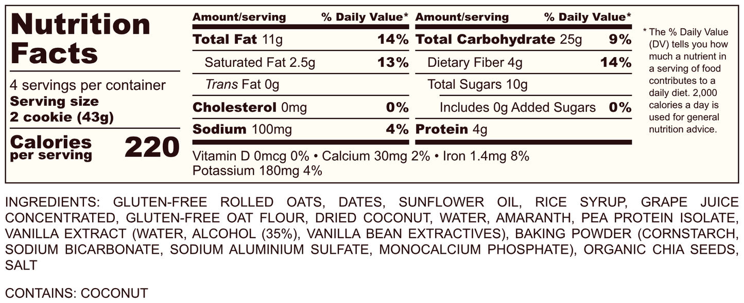 Oatmeal Cookie: Ancient Grains - 6 oz