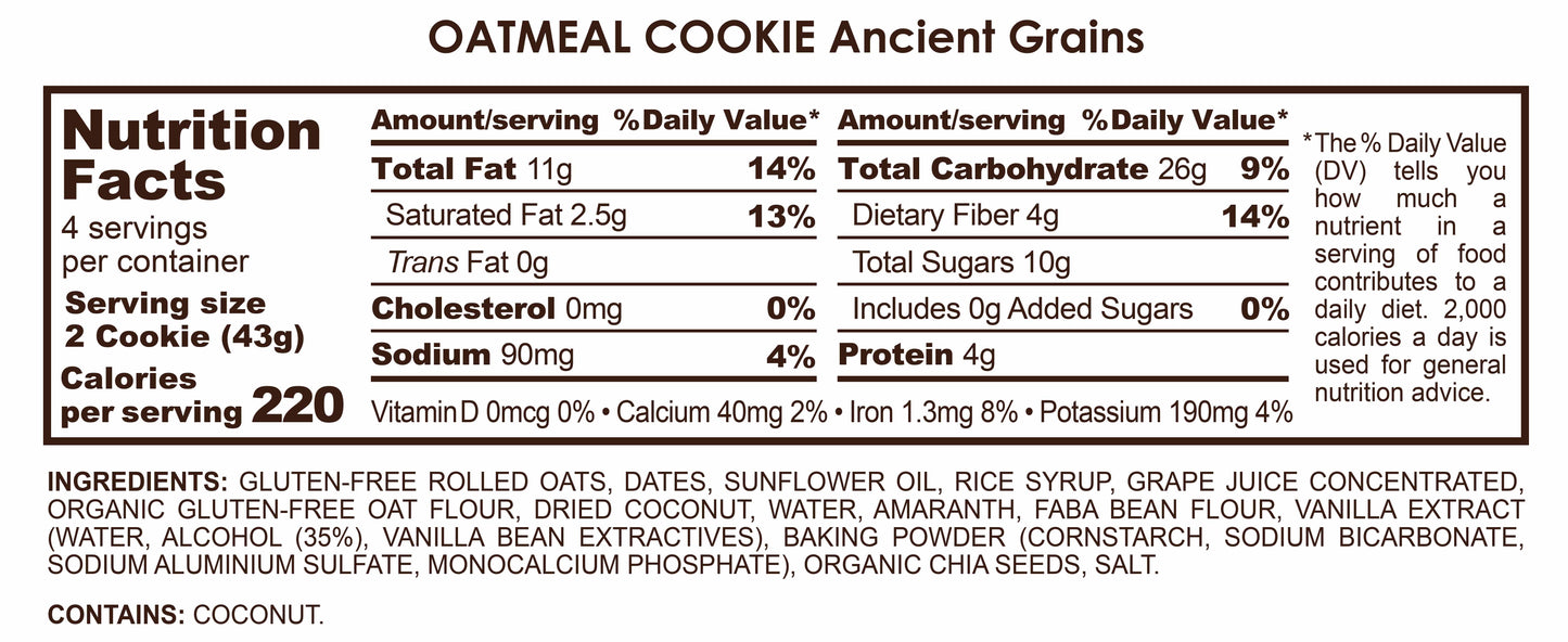 Oatmeal Cookie: Ancient Grains - 6 oz (4 Pack)