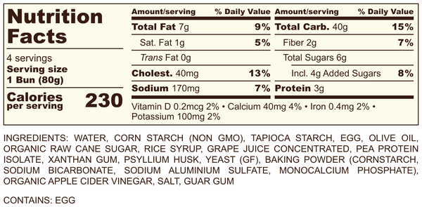 Gluten Free Artisan Buns: Plain - 4 pack - 11.3 oz