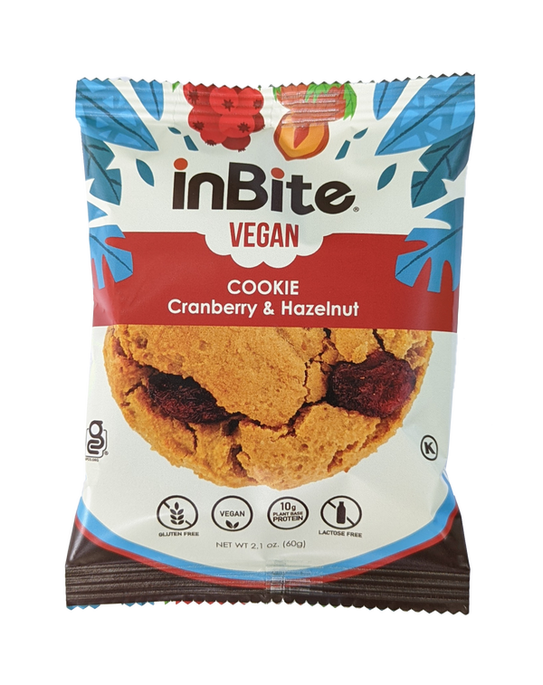 High Protein Vegan GF Cookie: Cranberry & Hazelnut - 2.1oz (4 Pack)